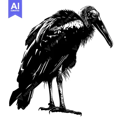 Popular premium asset: Black and White Line Art Illustration of a Black Vulture