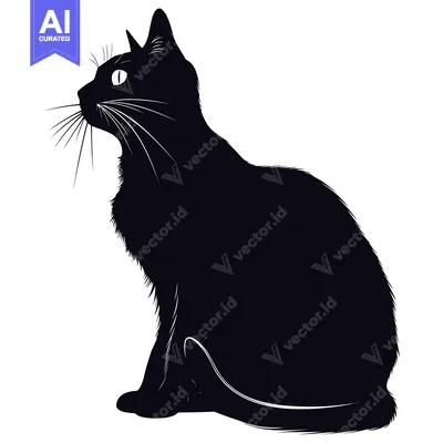 Popular premium asset: Black Cat Silhouette Sitting and Looking Upwards
