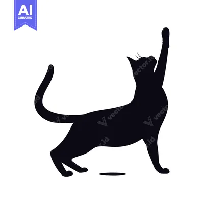 Aset premium populer: Black Silhouette of a Cat Reaching Upward