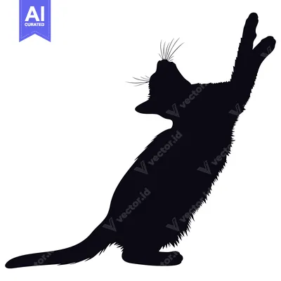 Aset premium populer: Silhouette of a cat reaching up with its paws