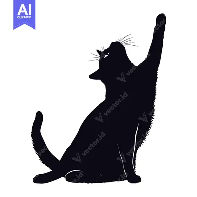 Popular premium asset: Black Cat Silhouette Reaching Up with a Paw