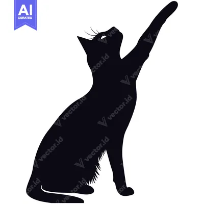 Aset premium populer: Black Cat Silhouette Reaching Upwards