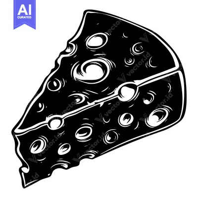 Popular premium asset: Black and White Illustration of a Wedge of Swiss Cheese