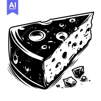 Premium design asset: A Wedge of Swiss Cheese with Crumbs