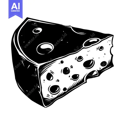 Aset premium populer: A wedge of Swiss cheese with holes, isolated on a white background