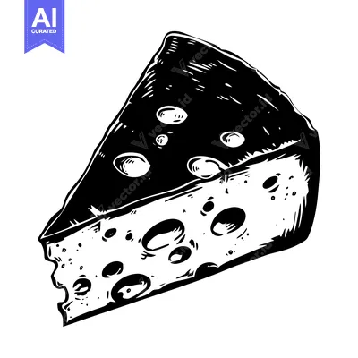 Aset premium populer: Black and White Hand-Drawn Illustration of a Slice of Swiss Cheese