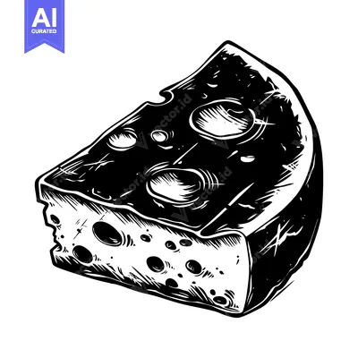 Popular premium asset: Black and White Illustration of a Wedge of Swiss Cheese