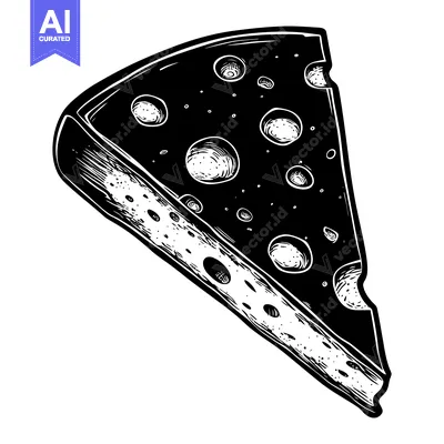 Popular premium asset: A Black and White Illustration of a Slice of Swiss Cheese