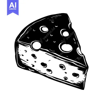 Aset premium populer: Black and White Illustration of a Wedge of Swiss Cheese