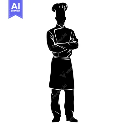 Aset premium populer: Silhouette of a chef standing with arms crossed