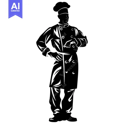 Premium design asset: Silhouette of a Chef in a Uniform with Hands on Hips