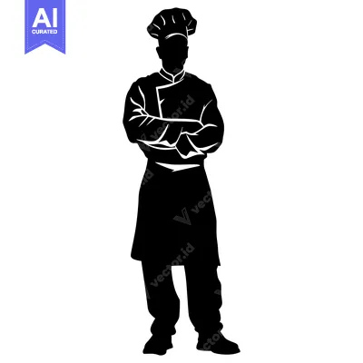 Premium design asset: Silhouette of a Chef with Arms Crossed