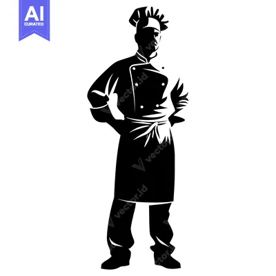 Aset desain premium: Silhouette of a Chef with Hands on Hips