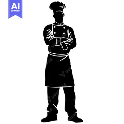 Premium design asset: Silhouette of a Chef with Arms Crossed