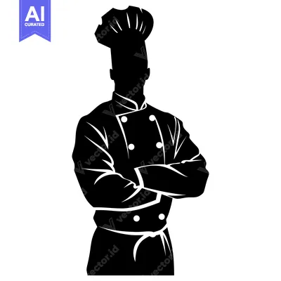 Silhouette of a chef with arms crossed and a tall hat