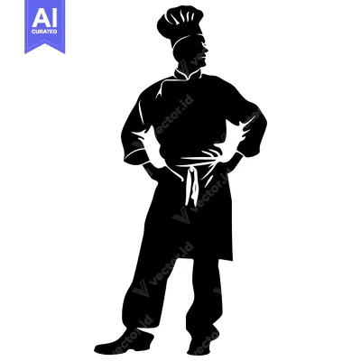 Aset premium populer: Silhouette of a Chef with Hands on Hips