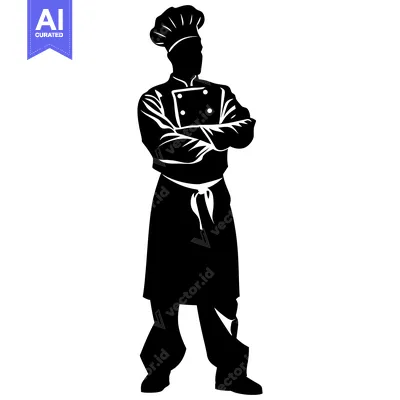 Aset premium populer: Silhouette of a Chef with Arms Crossed