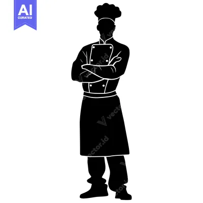 Aset premium populer: Silhouette of a Chef with Crossed Arms and a Tall Hat