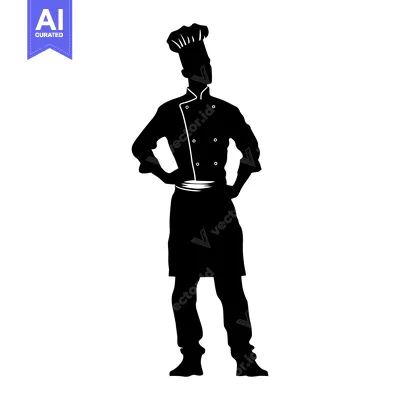 Aset premium populer: Silhouette of a Chef Standing with Hands on Hips