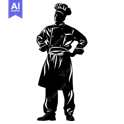 Premium design asset: Silhouette of a Chef with Hands on Hips