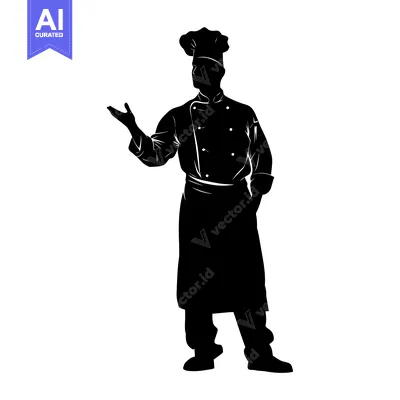 Popular premium asset: Silhouette of a Chef in Uniform with a Welcoming Gesture