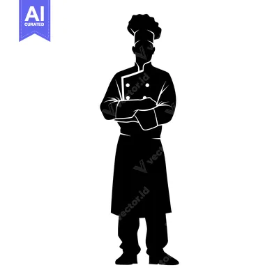 Popular premium asset: Silhouette of a chef standing with arms crossed