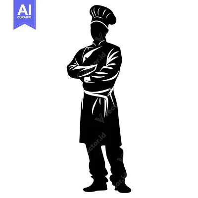 Aset premium populer: Silhouette of a Chef with Crossed Arms and a Toque