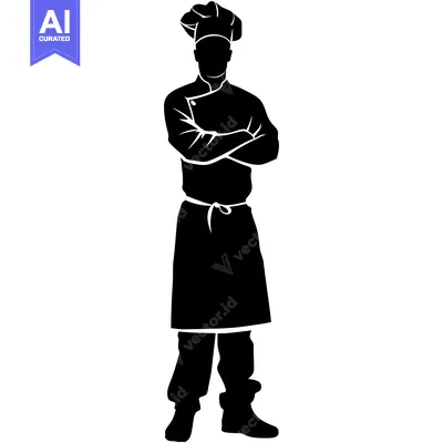 Popular premium asset: Silhouette of a Chef with Crossed Arms Wearing a Chef's Hat