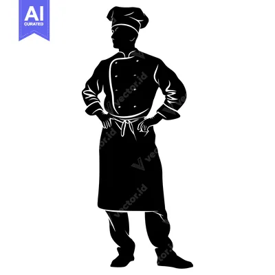 Aset premium populer: Silhouette of a Chef with Hands on Hips