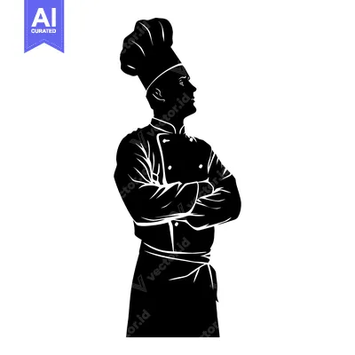 Premium design asset: Silhouette of a Chef with Arms Crossed