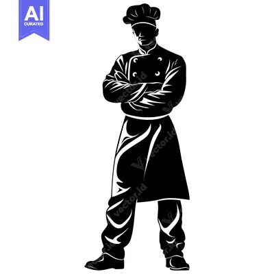 Premium design asset: Silhouette of a Chef with Arms Crossed