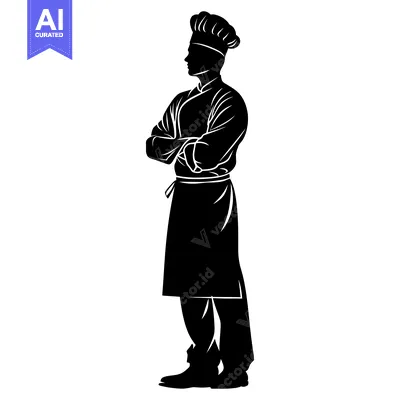 Premium design asset: Silhouette of a Chef Standing with Arms Crossed