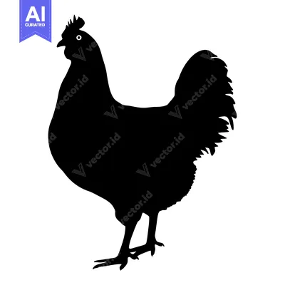 Aset premium populer: Black and White Silhouette of a Rooster