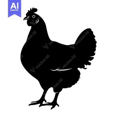 Aset desain premium: Black silhouette of a chicken facing left