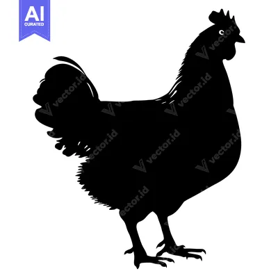 Aset premium populer: Black Silhouette of a Rooster or Hen