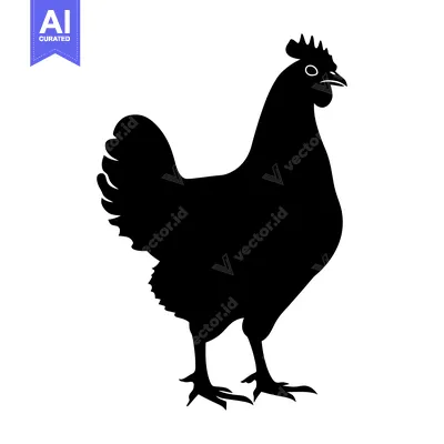 Aset premium populer: Black Silhouette of a Hen Standing with its Head Turned