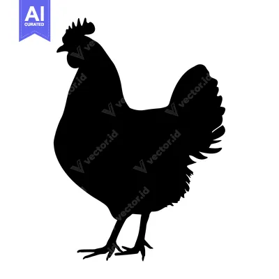 Aset desain premium: Black Silhouette of a Rooster