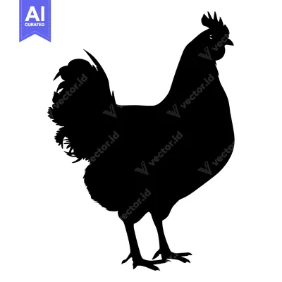 Popular premium asset: Silhouette of a Rooster Standing on a White Background