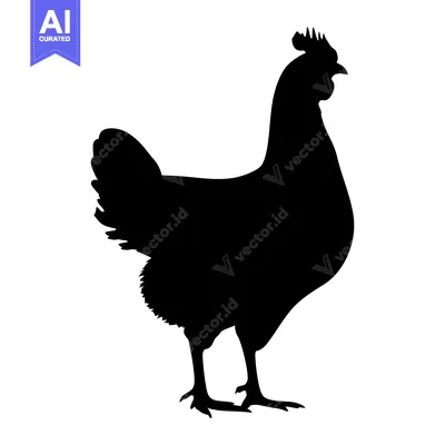 Aset premium populer: Black Silhouette of a Rooster or Hen Standing