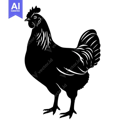 Popular premium asset: Black and White Silhouette of a Hen