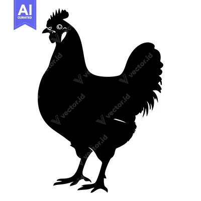Premium design asset: Black Silhouette of a Standing Hen