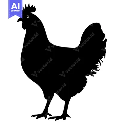 Premium design asset: Black Silhouette of a Rooster Standing Facing Left