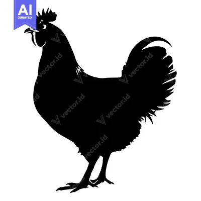 Aset premium populer: Black Silhouette of a Rooster