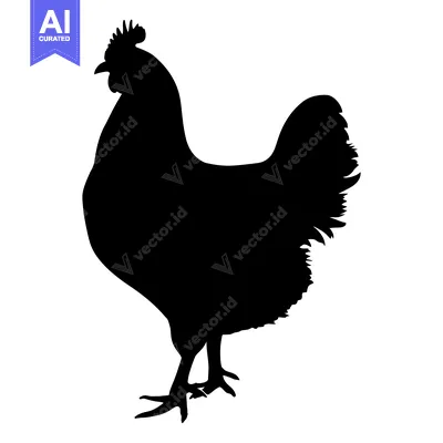 Aset premium populer: Black Silhouette of a Rooster with a Red Comb