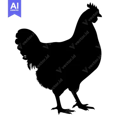 Aset premium populer: Black Silhouette of a Chicken with its Head Turned