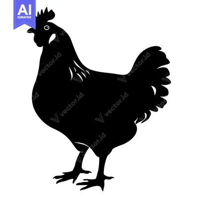 Black Silhouette of a Hen Standing with its Feet Planted
