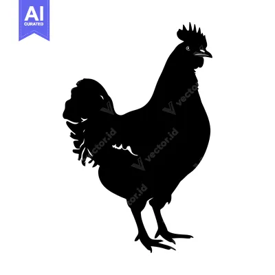 Popular premium asset: Black and White Silhouette of a Rooster Standing