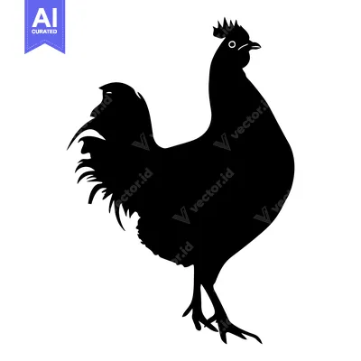 Popular premium asset: Black Silhouette of a Rooster with a Crest