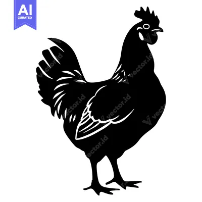 Popular premium asset: Black and White Silhouette of a Rooster or Hen