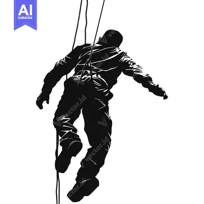 Aset premium populer: Silhouette of a Man Rappelling Downward